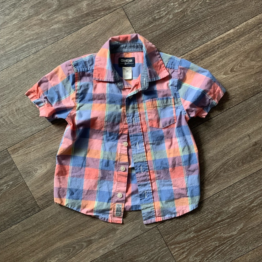 3T Plaid Button Down Boys T-shirt